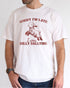 Man wearing white color shirt with 'Sorry I'm Late I Was Dilly Dallying' graphic design